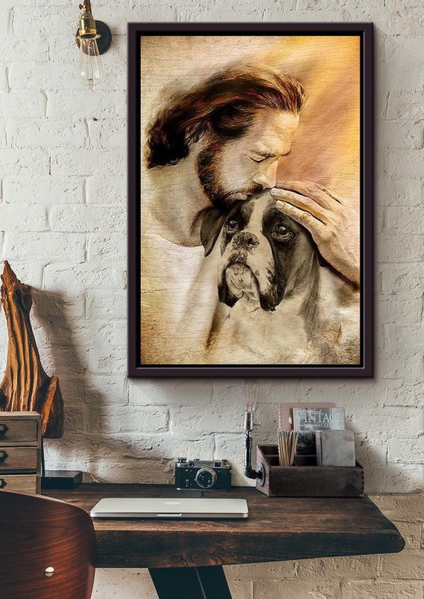 Jesus And Boxer Dog God Gift For Dog Lover Christian Framed Matte Canvas Framed Prints, Canvas Paintings - Image 4