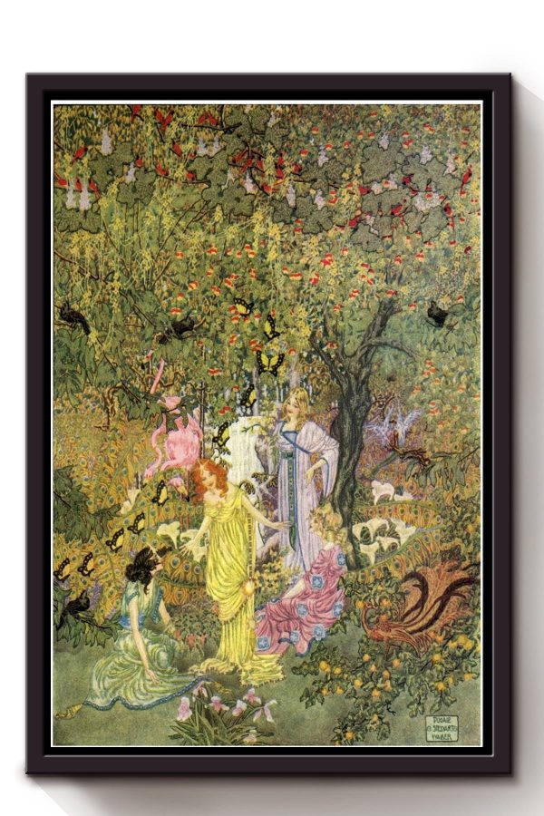 Christian Andersen's Fairy Tales The Garden Of Paradise Illustration By Dugald S Walker Framed Canvas