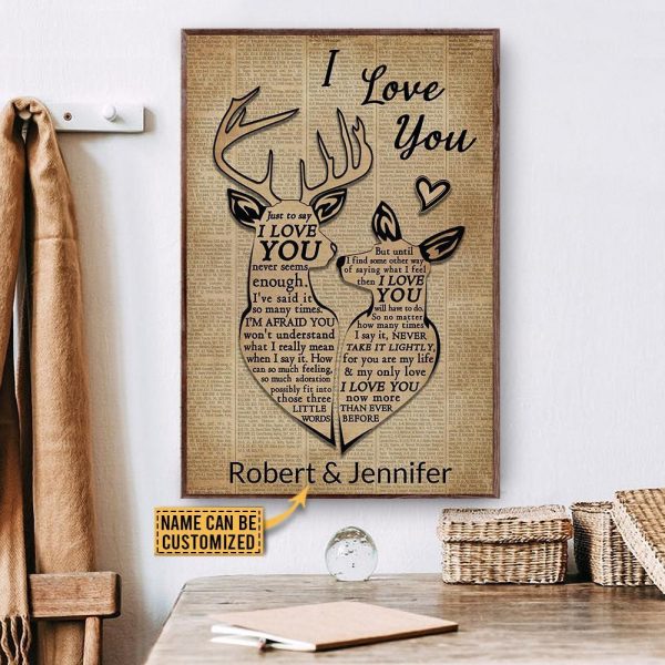 Personalized Canvas Painting Frames Deer Couple I Love You Just To Say Framed Prints, Canvas Paintings