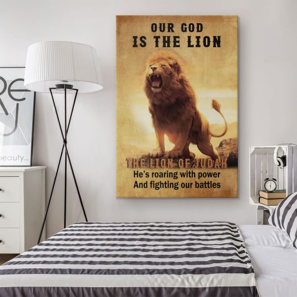 Our God Is The Lion Of Judah Christian Canvas Gallery Painting Wrapped Canvas Canvas - Image 2