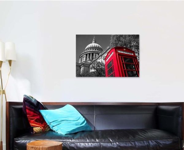 Red London Phone Box Black White Christian Premium Multi Canvas Prints, Multi Piece Panel Canvas Luxury Gallery Wall Fine Art Print - Image 3