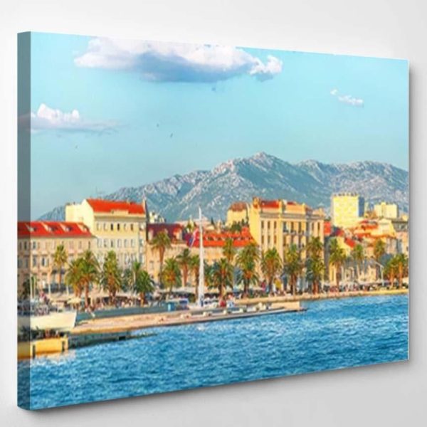 Fantastic View Promenade Old Town Split Christian Premium Multi Canvas Prints, Multi Piece Panel Canvas Luxury Gallery Wall Fine Art Print