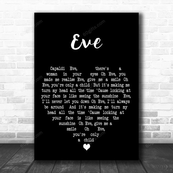 Jim Capaldi Eve Black Heart Decorative Art Gift Song Lyric Print - Canvas Print Wall Art Home Decor