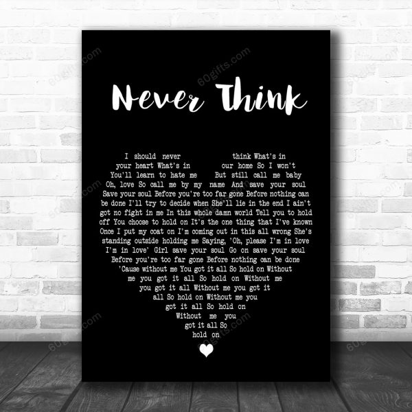 Robert Pattinson Never Think Black Heart Decorative Art Gift Song Lyric Print - Canvas Print Wall Art Home Decor