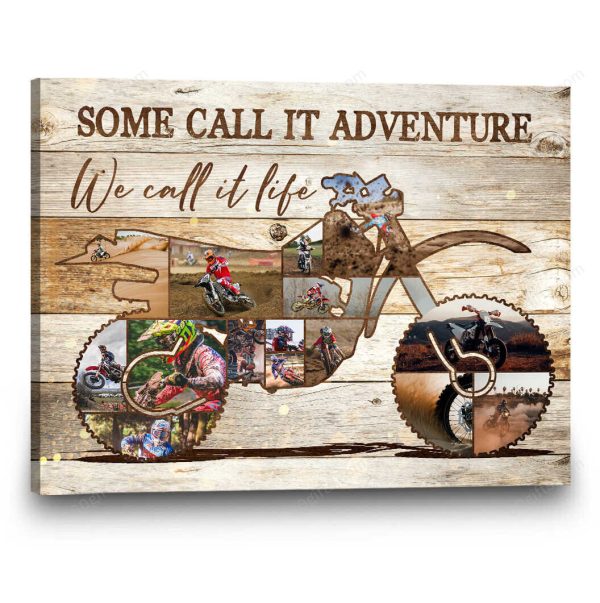 Customized Dirt Bike Motorcycle Photo Collage Canvas Birthday Gift, Family Gift Ideas - Personalized Canvas Print Wall Art Home Decor