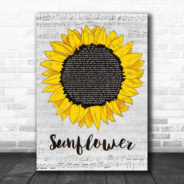 Calendar Girls The Musical Sunflower Grey Script Sunflower Decorative Art Gift Song Lyric Print - Canvas Print Wall Art Home Decor