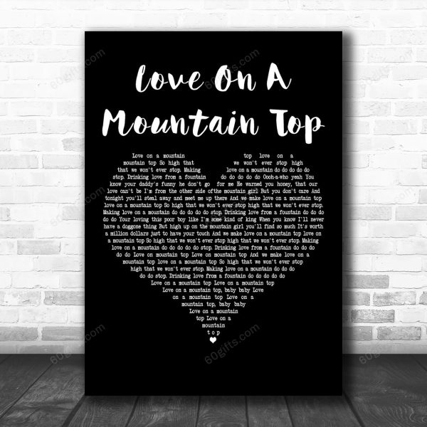 Robert Knight Love On A Mountain Top Black Heart Decorative Art Gift Song Lyric Print - Canvas Print Wall Art Home Decor