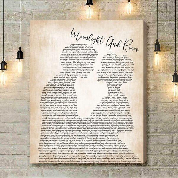 Jim Reeves Moonlight And Roses Man Lady Bride Groom Wedding Song Lyric Art Print - Canvas Print Wall Art Home Decor