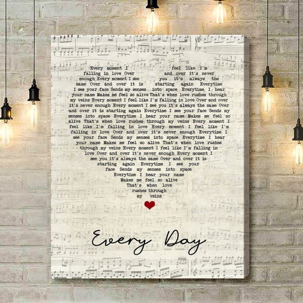 Agnelli & Nelson Every Day Script Heart Song Lyric Art Print - Canvas Print Wall Art Home Decor