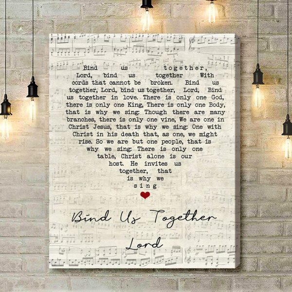 John Keys Bind Us Together Lord Script Heart Song Lyric Art Print - Canvas Print Wall Art Home Decor