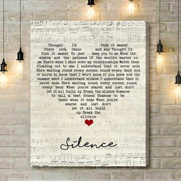 The Maccabees Silence Script Heart Song Lyric Art Print - Canvas Print Wall Art Home Decor