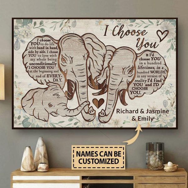 Personalized Canvas Painting Frames Elephant Family I Choose You Framed Prints, Canvas Paintings