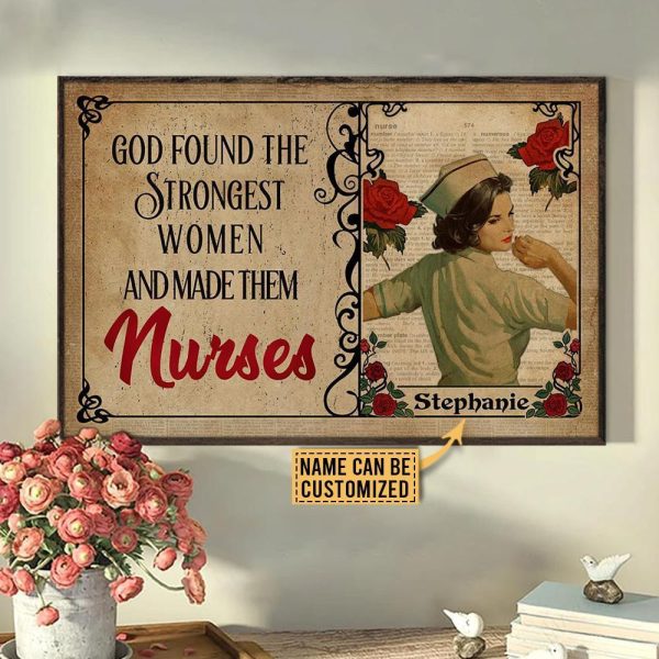 here Gifts Personalized Nurse The Strongest Women Canvas Home Decor