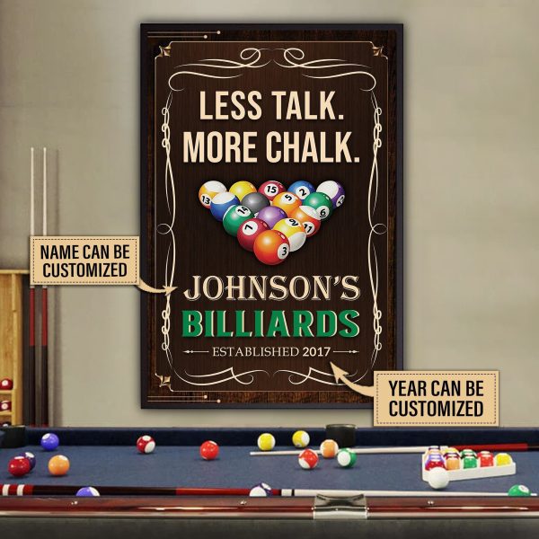 here Gifts Personalized Billiard Less Talk More Chalk Canvas Home Decor