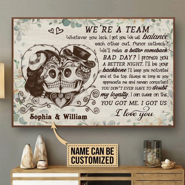 here Gifts Personalized Skull Floral We Are Team Canvas Home Decor