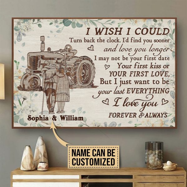 here Gifts Personalized Tractor Floral Turn Back The Clock Canvas Home Decor