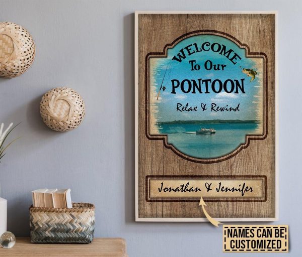 here Gifts Personalized Pontoon Relax Rewind Canvas Home Decor