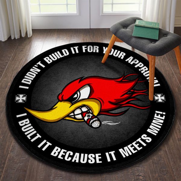 Woodpecker Hot Rod Round Mat Round Floor Mat Room Rugs Carpet Outdoor Rug Washable Rugs