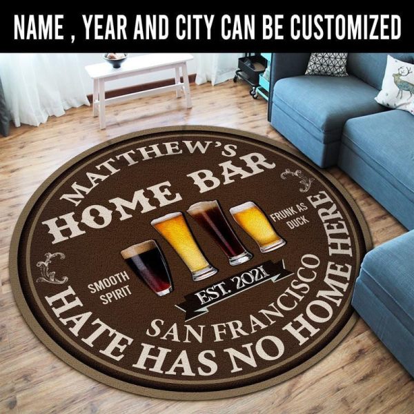 Personalized Home Bar Round Mat Round Floor Mat Room Rugs Carpet Outdoor Rug Washable Rugs