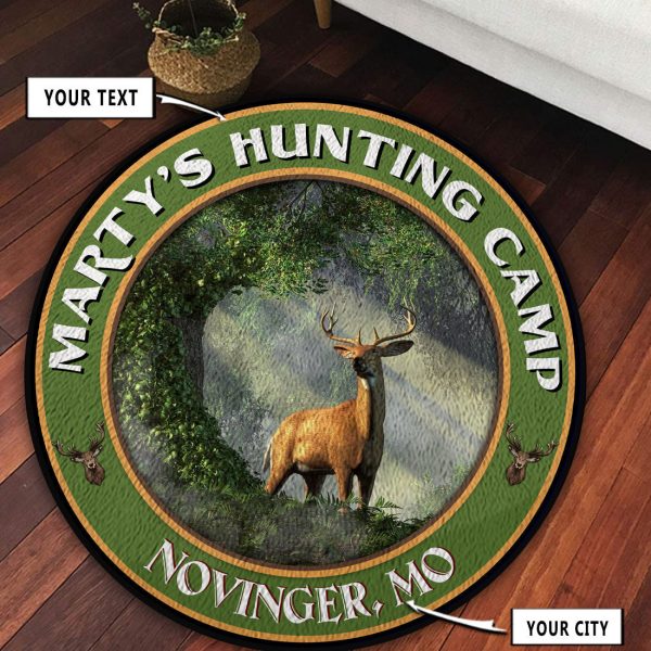 Personalized Hunting Camp Round Rug, Carpet 10488