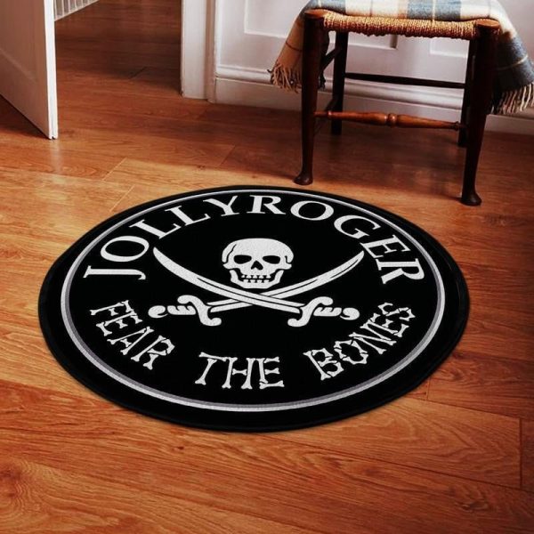 Jolly Roger Fear The Bones Round Mat Round Floor Mat Room Rugs Carpet Outdoor Rug Washable Rugs - Image 2