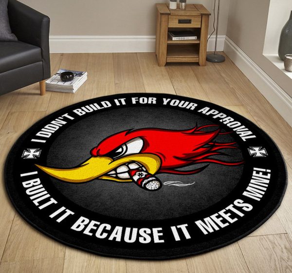 Woodpecker Hot Rod Round Mat Round Floor Mat Room Rugs Carpet Outdoor Rug Washable Rugs - Image 3