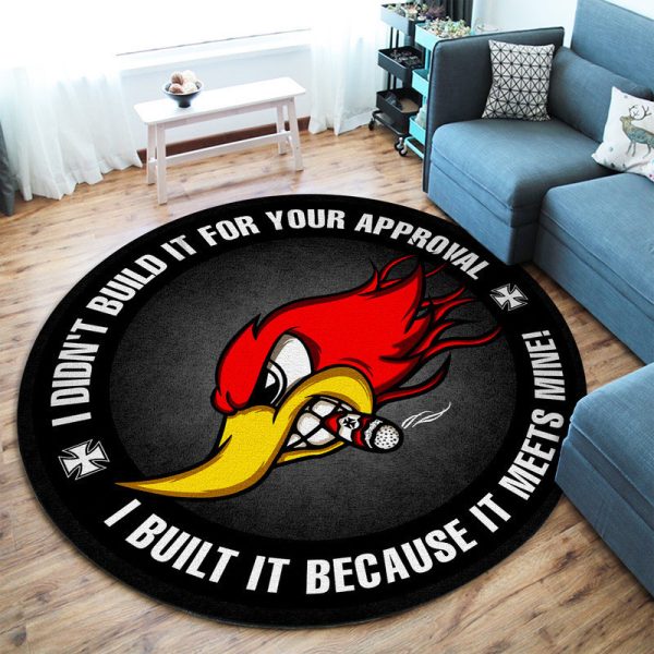 Woodpecker Hot Rod Round Mat Round Floor Mat Room Rugs Carpet Outdoor Rug Washable Rugs - Image 2