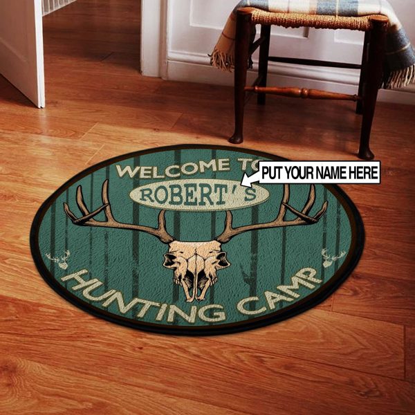 Personalized Welcome Hunting Camp Round Rug, Carpet 06606 - Image 2