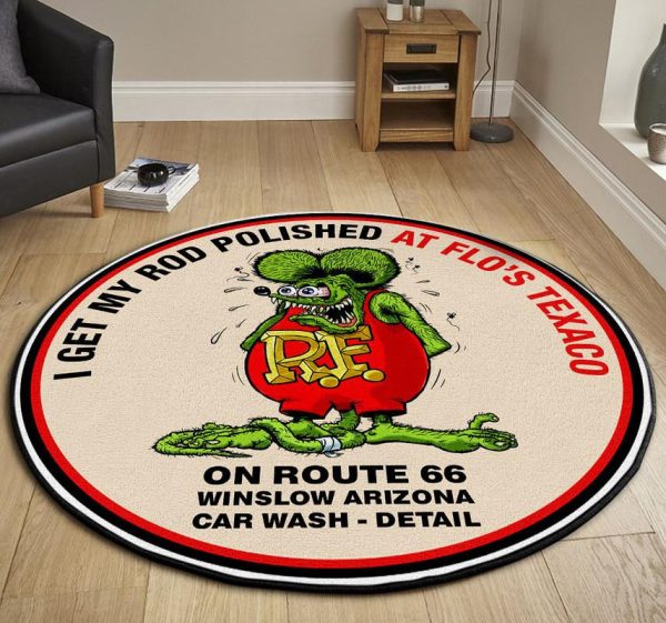 I Get My Rod Polished Hot Rod Round Mat Round Floor Mat Room Rugs Carpet Outdoor Rug Washable Rugs - Image 3