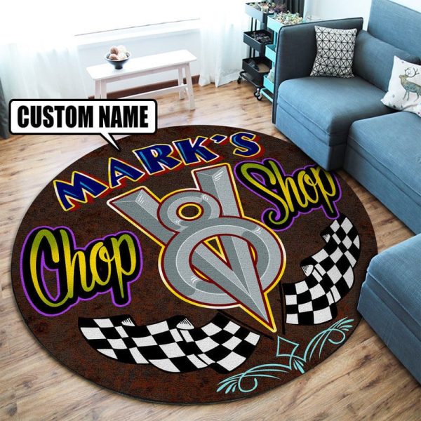 Personalized Chop Shop Hot Rod Round Mat Round Floor Mat Room Rugs Carpet Outdoor Rug Washable Rugs - Image 2