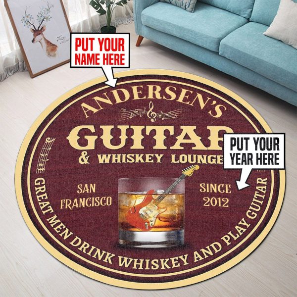 Personalized Guitar Whiskey Lounge Living Room Round Mat Circle Rug - Image 2