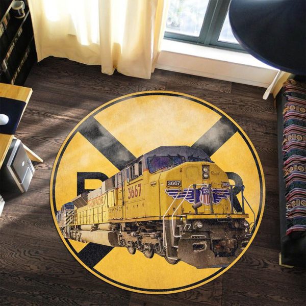 Union Pacific Up Railroad Crossing Round Mat Round Floor Mat Room Rugs Carpet Outdoor Rug Washable Rugs - Image 3