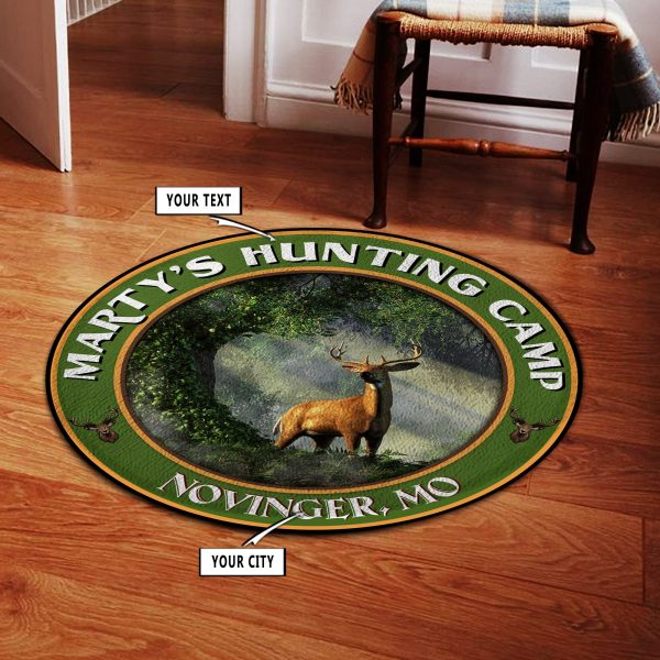 Personalized Hunting Camp Round Rug, Carpet 10488 - Image 2