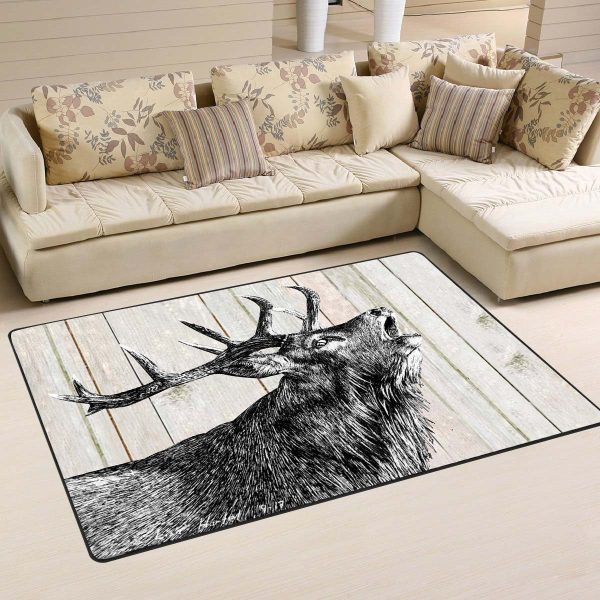 Deer Hunting Area Rug Washable Rugs Carpet Hunter Green Rug - Image 2