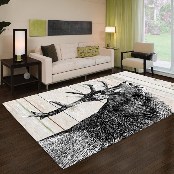 Deer Hunting Area Rug Washable Rugs Carpet Hunter Green Rug - Image 4