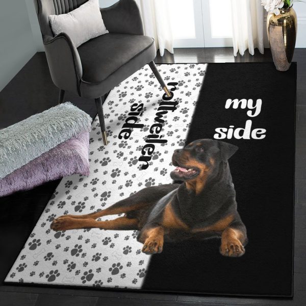 Rottweiler Puppy Kitchen Rugs Rottweiler Side My Side Rug Rectangle Rugs Washable Area Rug Non-Slip Carpet For Living Room Bedroom