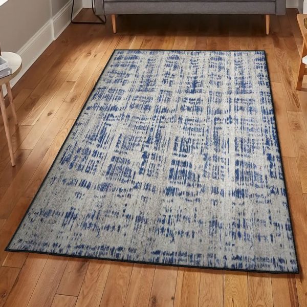 Abstract Drawing Ashley Abstract Modern Blue Grey Runner Rug Rectangle Rugs Washable Area Rug Non-Slip Carpet For Living Room Bedroom