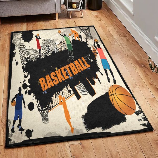 Basketball Large We Love Basketball Rug Rectangle Rugs Washable Area Rug Non-Slip Carpet For Living Room Bedroom