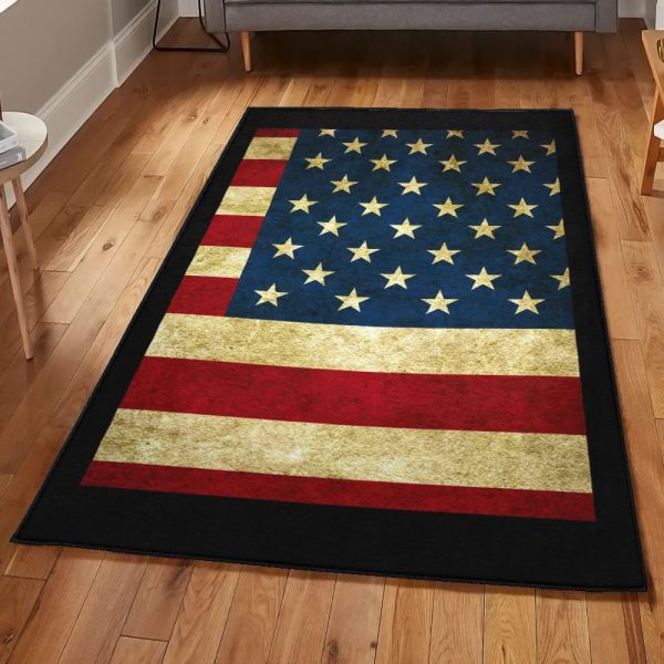 America Lovers Large American Flag Rug Rectangle Rugs Washable Area Rug Non-Slip Carpet For Living Room Bedroom