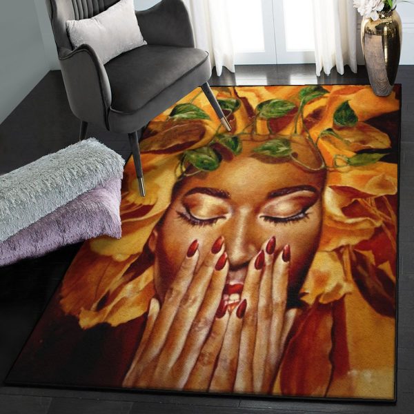 Blackwoman Rug Rectangle Rugs Washable Area Rug Non-Slip Carpet For Living Room Bedroom