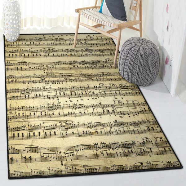 Sheet Music Art Deco Rug Sheet Music Rug Rectangle Rugs Washable Area Rug Non-Slip Carpet For Living Room Bedroom - Image 2