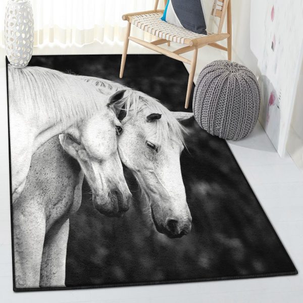 Love Bedroom Rugs Love Horses Rug Rectangle Rugs Washable Area Rug Non-Slip Carpet For Living Room Bedroom - Image 2