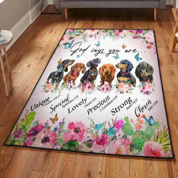 Church Modern Rugs Dachshund God Say You Are Rug Rectangle Rugs Washable Area Rug Non-Slip Carpet For Living Room Bedroom - Image 2