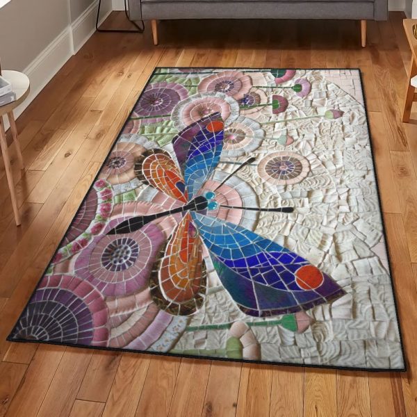 Monarch Modern Rugs A Butterfly Rug Rectangle Rugs Washable Area Rug Non-Slip Carpet For Living Room Bedroom