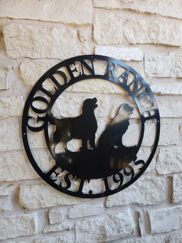 Golden Retriever Dog Sign, Entrance Sign, Wall Decor, Plasma Cut Steel