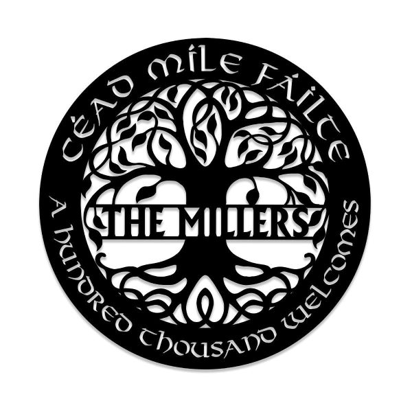 Personalized Tree Of Life Cead Mile Failte Irish Celtic Metal Sign, Me