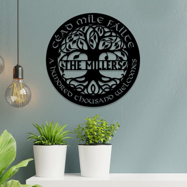 Personalized Tree Of Life Cead Mile Failte Irish Celtic Metal Sign, Me - Image 3