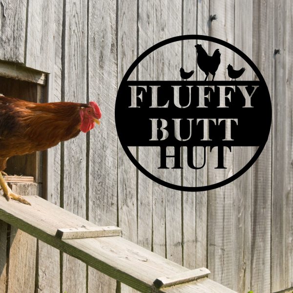 Fluffy Butt Hu, Metal Chicken Coop Garden Stake, Chicken Lawn Decor, F