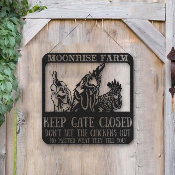 Don't Let The Chicken Out Personalized Metal Sign Laser Cut Metal Sign