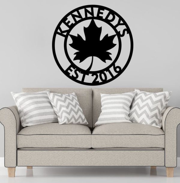 Personalized Family Name Metal Sign, Housewarming Gift, Canada Leaf Co